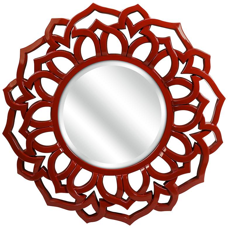 Image 1 Calantha Red 33 inch Round Wall Mirror