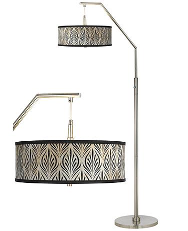 Calathea Gem Giclee Shade Arc Floor Lamp