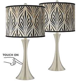 Image1 of Calathea Gem Trish Brushed Nickel Touch Table Lamps Set of 2