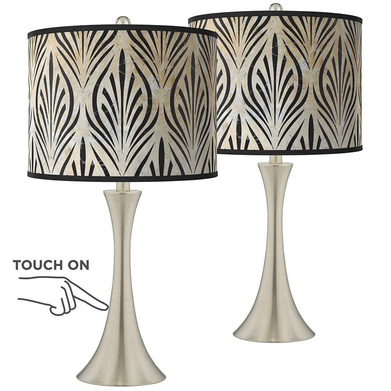 Image 1 Calathea Gem Trish Brushed Nickel Touch Table Lamps Set of 2