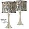 Calathea Gem Trish Brushed Nickel Touch Table Lamps Set of 2