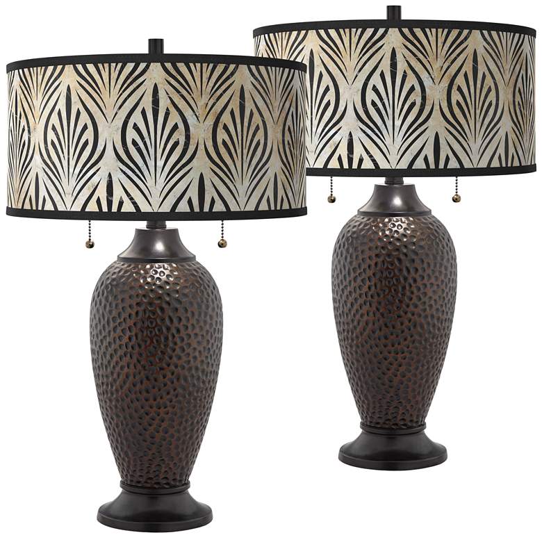 Image 1 Calathea Gem Zoey Hammered Oil-Rubbed Bronze Table Lamps Set of 2