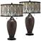 Calathea Gem Zoey Hammered Oil-Rubbed Bronze Table Lamps Set of 2