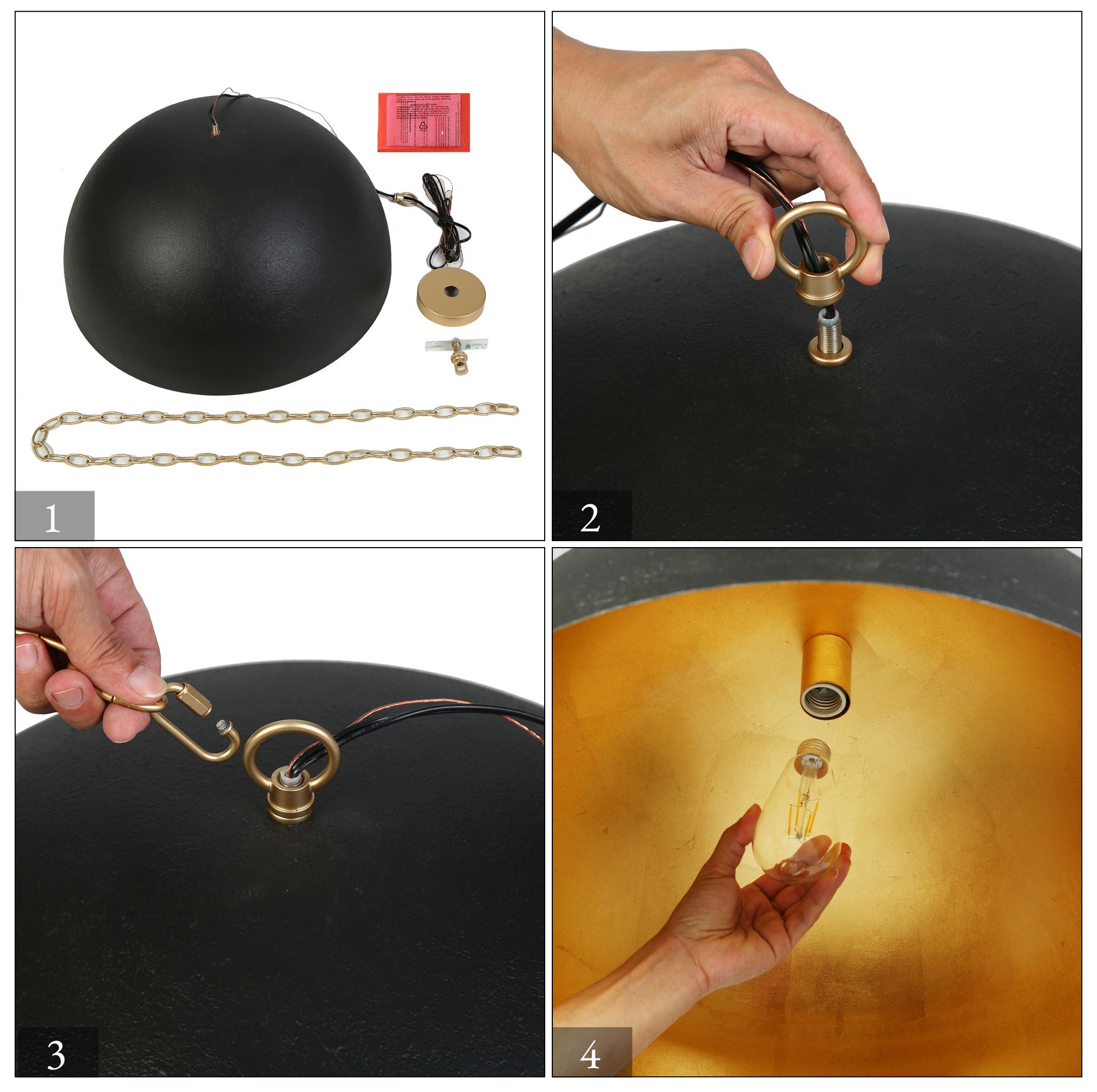 Thumbnail4 of Calder 23 1/2" Wide Black Gold Modern Pendant Light more views