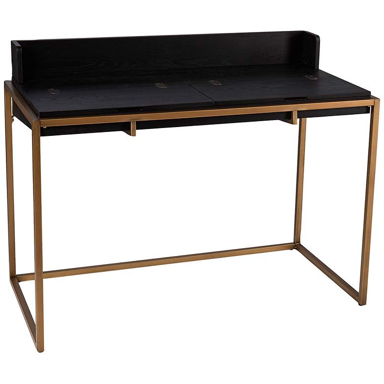 Image 2 Caldlin 45 1/2 inch Wide Black and Gold Flip-Top Desk