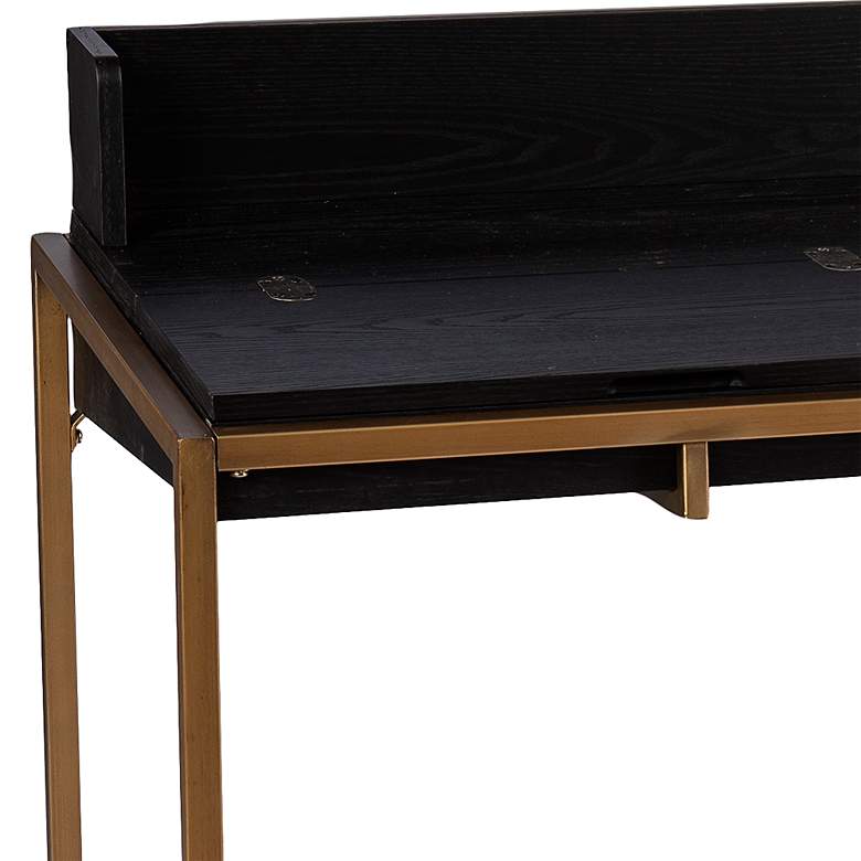 Image 3 Caldlin 45 1/2 inch Wide Black and Gold Flip-Top Desk more views