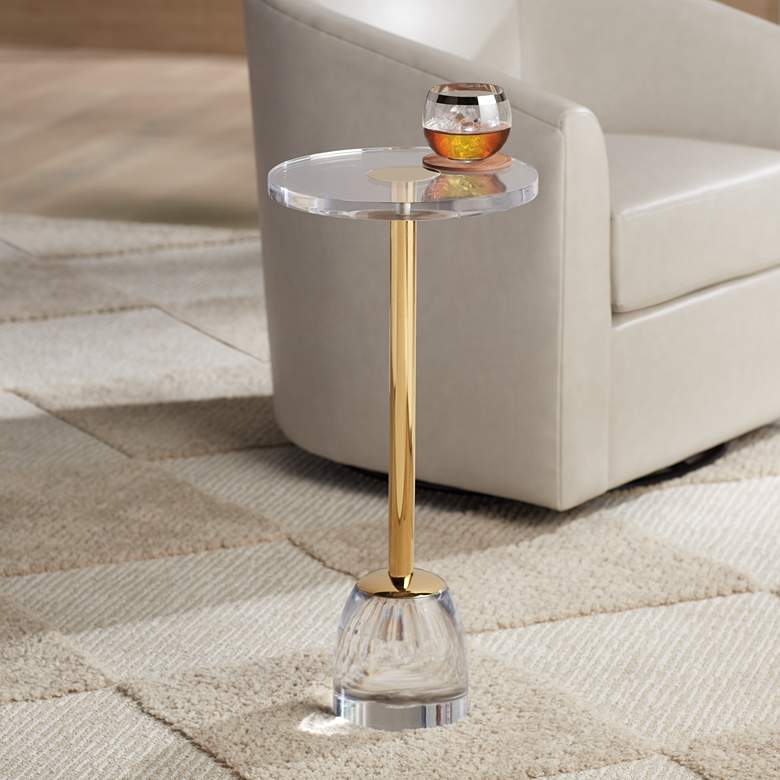Image 2 Caldwell 11 3/4" Wide High Shining Gold Round Side Table