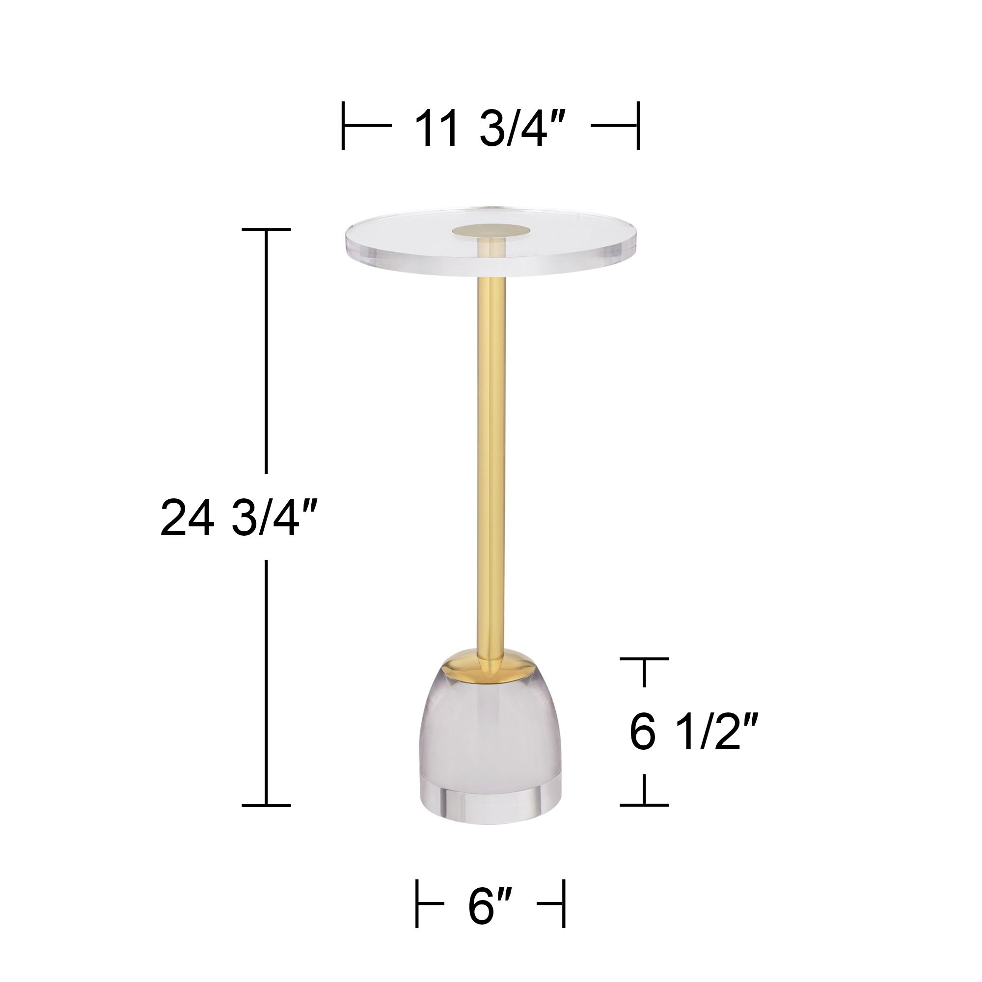 Caldwell 24 3/4" Luxe Gold Side Table with Acrylic Top and Glass Base in scene