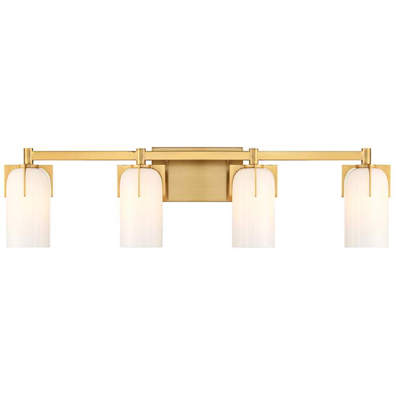 Image 1 Caldwell 4-Light Bathroom Vanity Light in Warm Brass