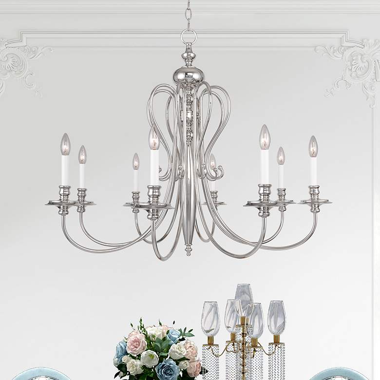 Image 1 Caldwell 8 Light Polished Nickel Chandelier