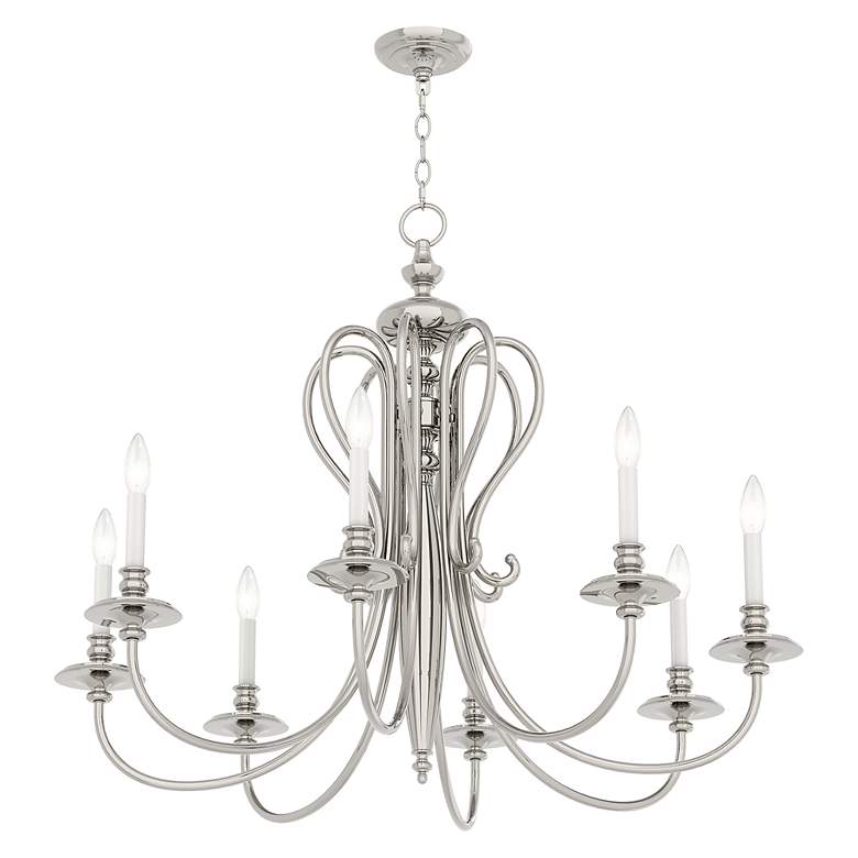 Image 4 Caldwell 8 Light Polished Nickel Chandelier more views