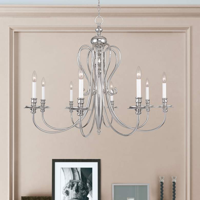 Image 7 Caldwell 8 Light Polished Nickel Chandelier more views