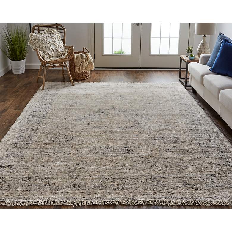 Image 1 Caldwell 8798798 5&#39;x7&#39;6 inch Latte Tan and Beige Wool Area Rug