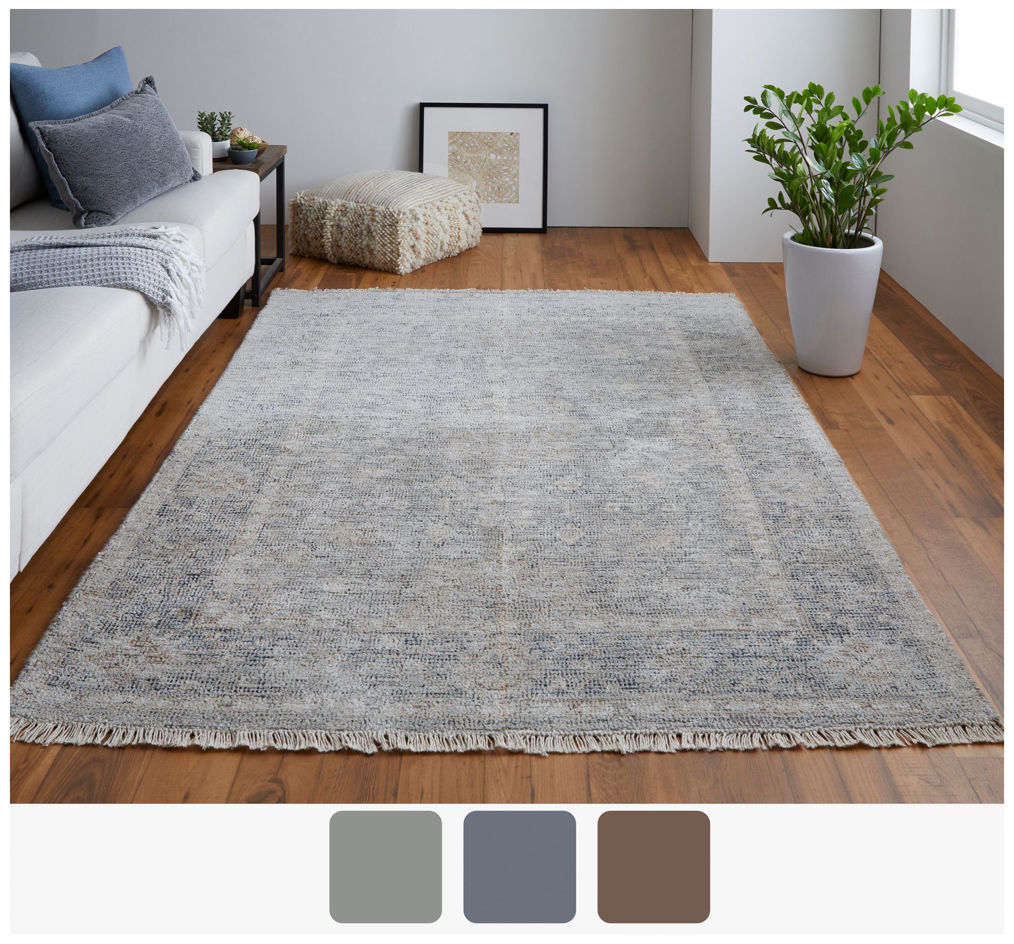 Image 4 Caldwell Distressed Hand Woven Gray Area Rug 9' x 12' more views