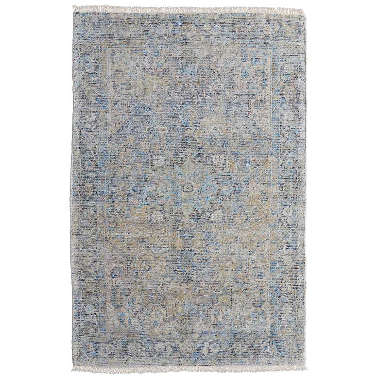Image 1 Caldwell Transitional Distressed Hand Woven Blue Area Rug 8802F