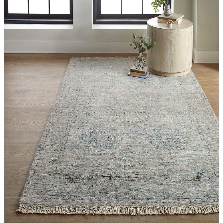 Image 1 Caldwell Transitional Oriental Hand Woven Blue Area Rug 8801F