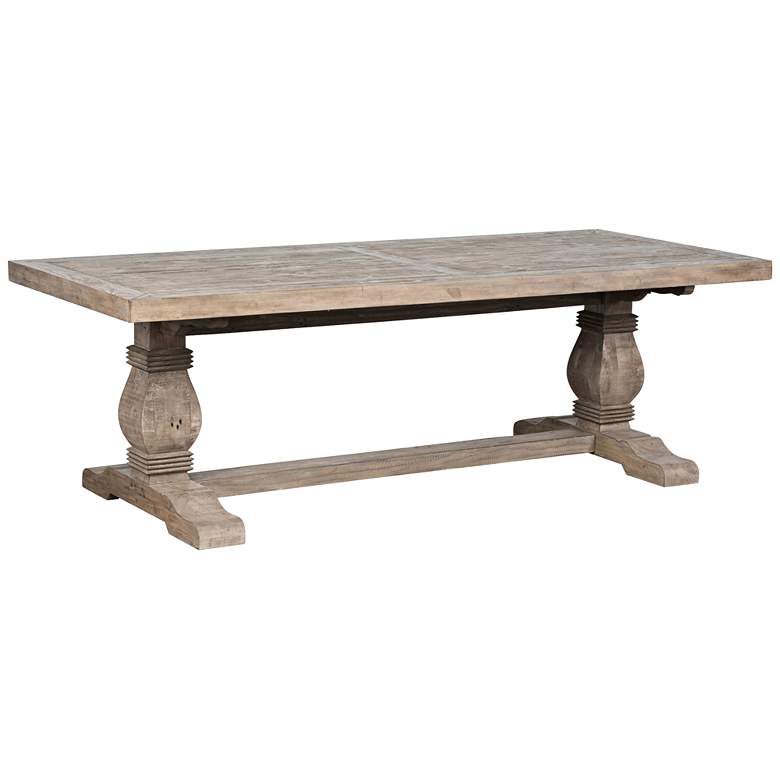 Image 1 Caleb 94 inch Wide Distressed Wood Rectangular Dining Room Trestle Table