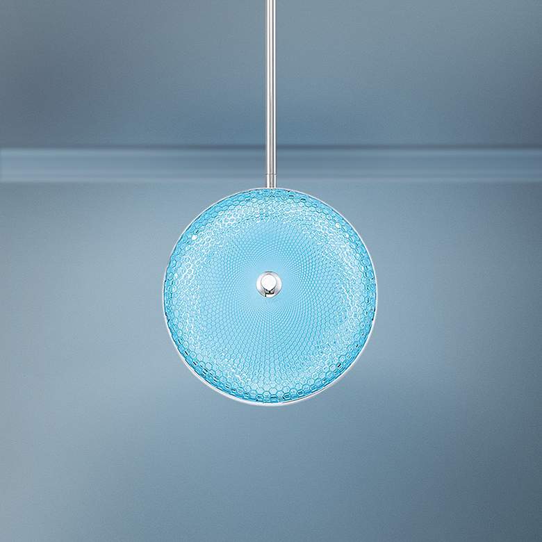 Image 1 Caledonia 10"W Blue Honeycomb Glass LED Mini Pendant Light