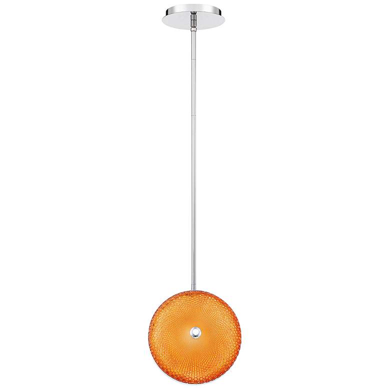 Image 2 Caledonia 10 inchW Orange Honeycomb Glass LED Mini Pendant Light