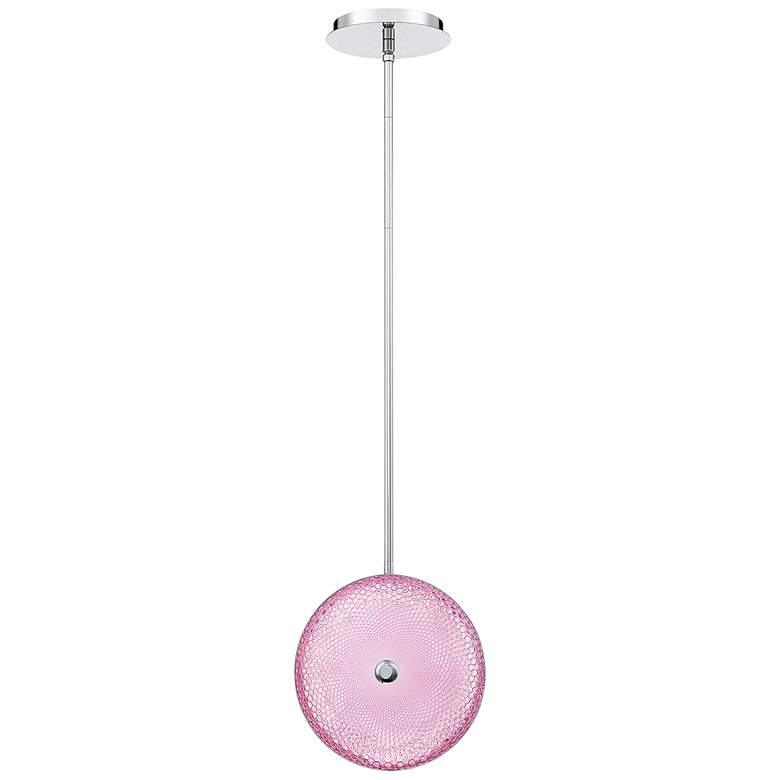 Image 2 Caledonia 10 inchW Pink Honeycomb Glass LED Mini Pendant Light