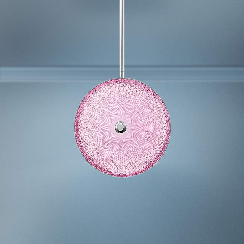 Image 1 Caledonia 10"W Pink Honeycomb Glass LED Mini Pendant Light
