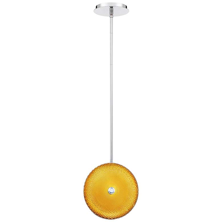 Image 2 Caledonia 10 inchW Yellow Honeycomb Glass LED Mini Pendant Light