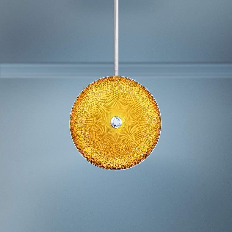 Image 1 Caledonia 10"W Yellow Honeycomb Glass LED Mini Pendant Light