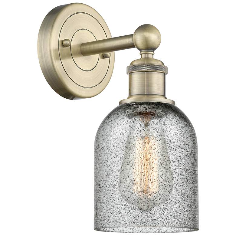 Image 1 Caledonia 11.5"High Antique Brass Sconce With Charcoal Shade