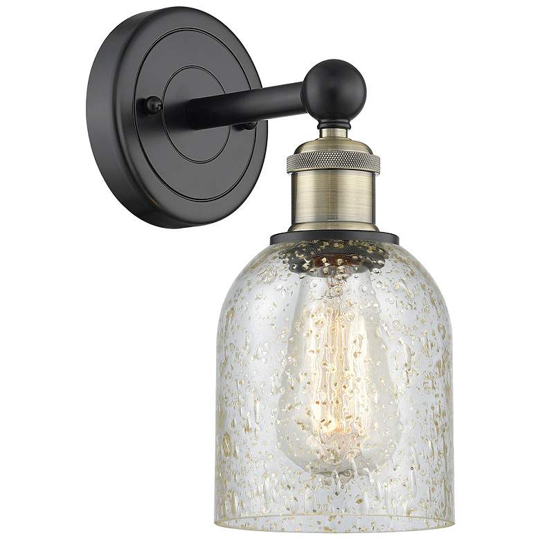 Image 1 Caledonia 11.5"High Black Antique Brass Sconce With Mica Shade