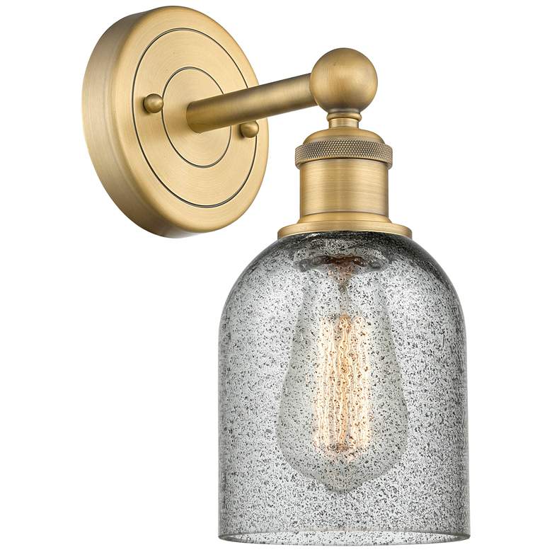 Image 1 Caledonia 11.5"High Brushed Brass Sconce With Charcoal Shade