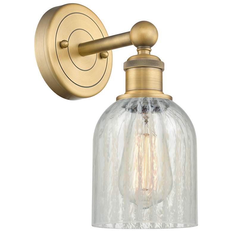 Image 1 Caledonia 11.5 inchHigh Brushed Brass Sconce With Mouchette Shade