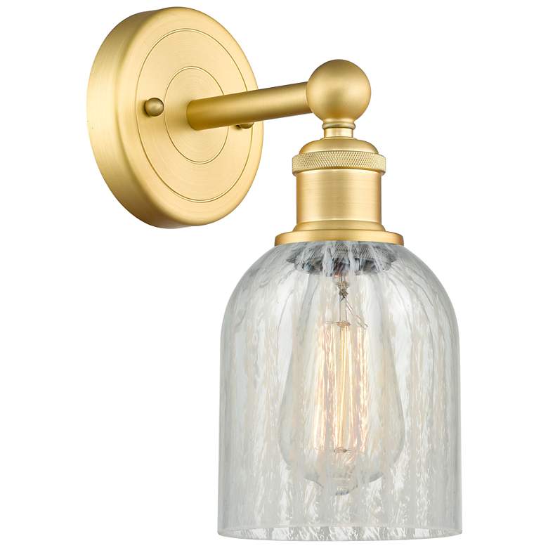 Image 1 Caledonia 11.5 inchHigh Satin Gold Sconce With Mouchette Shade