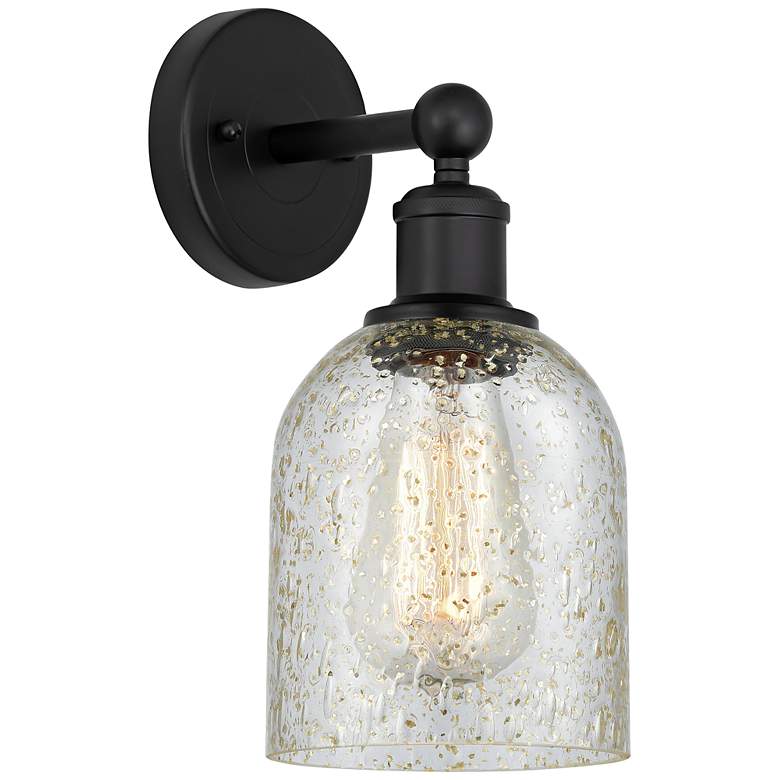 Image 1 Caledonia 11" High Matte Black Wall Sconce with Mica Glass