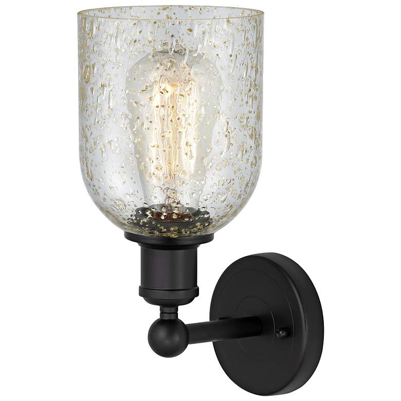 Image 3 Caledonia 11" High Matte Black Wall Sconce with Mica Glass more views