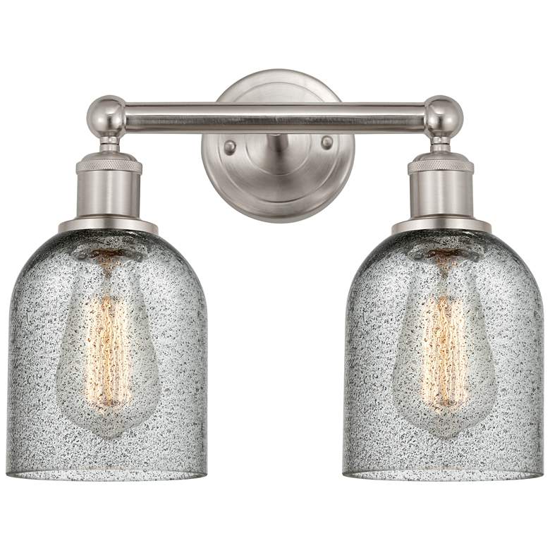 Image 1 Caledonia 14" 2-Light Brushed Satin Nickel Bath Light w/ Charcoal Shad