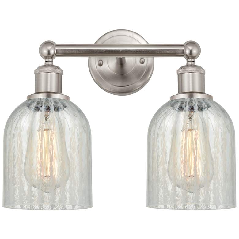 Image 1 Caledonia 14" 2-Light Brushed Satin Nickel Bath Light w/ Mouchette Sha