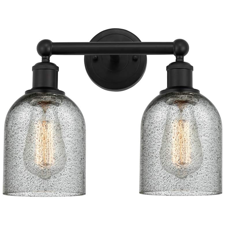Image 1 Caledonia 14" 2-Light Matte Black Bath Light w/ Charcoal Shade