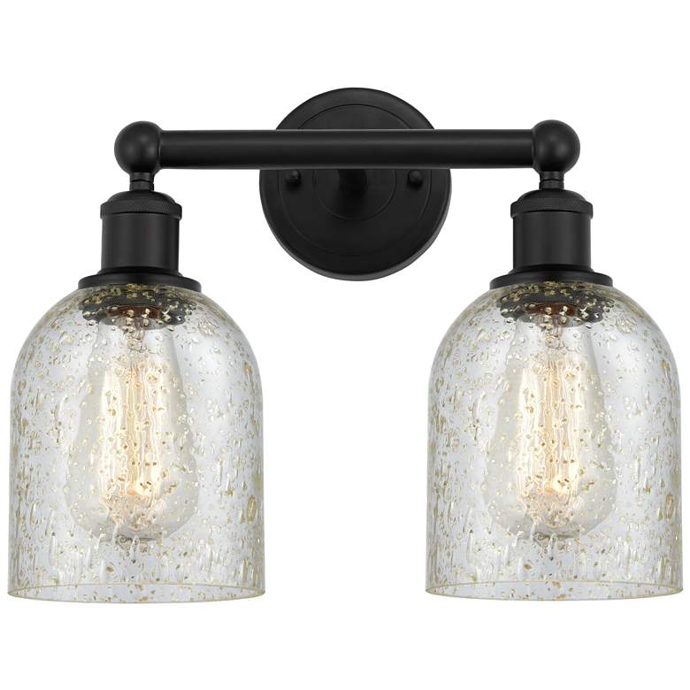 Image 1 Caledonia 14" 2-Light Matte Black Bath Light w/ Mica Shade