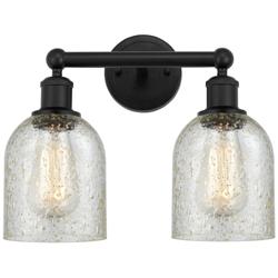 Caledonia 14" 2-Light Matte Black Bath Light w/ Mica Shade