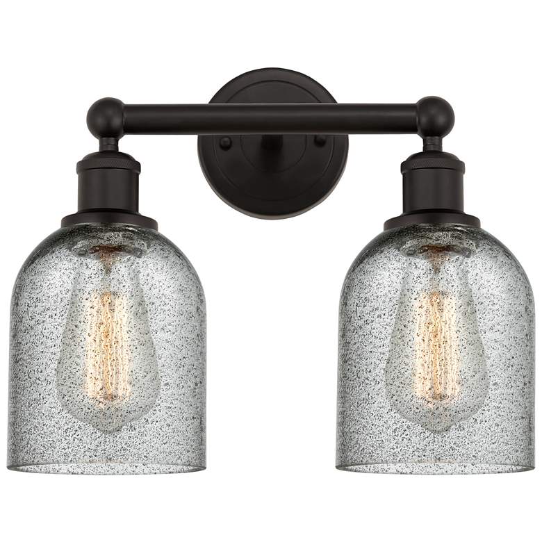 Image 1 Caledonia 14" 2-Light Oil Rubbed Bronze Bath Light w/ Charcoal Shade