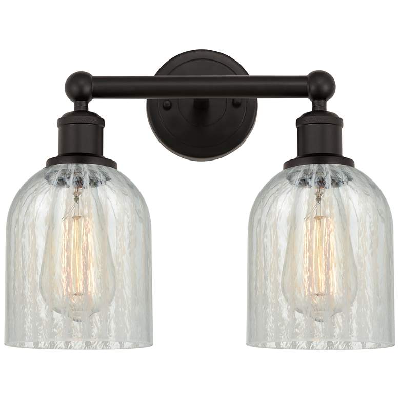 Image 1 Caledonia 14" 2-Light Oil Rubbed Bronze Bath Light w/ Mouchette Shade