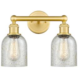 Caledonia 14&quot; Wide 2 Light Satin Gold Bath Vanity Light With Mica Shad