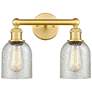 Caledonia 14" Wide 2 Light Satin Gold Bath Vanity Light With Mica Shad