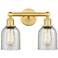 Caledonia 14" Wide 2 Light Satin Gold Bath Vanity Light With Mica Shad