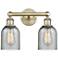 Caledonia 14"W 2 Light Antique Brass Bath Vanity Light With Charcoal S