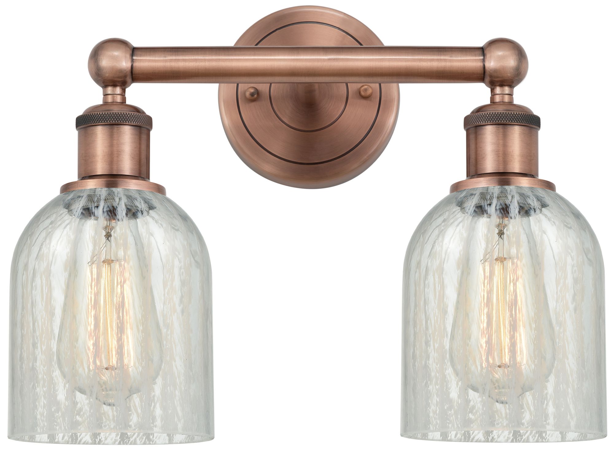Caledonia 14"W 2 Light Antique Copper Bath Light With Mouchette Shade