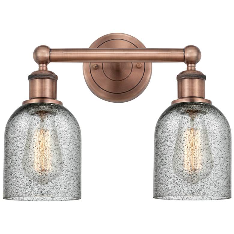 Image 1 Caledonia 14"W 2 Light Antique Copper Bath Vanity Light With Charcoal