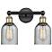 Caledonia 14"W 2 Light Black Antique Brass Bath Light With Charcoal Sh