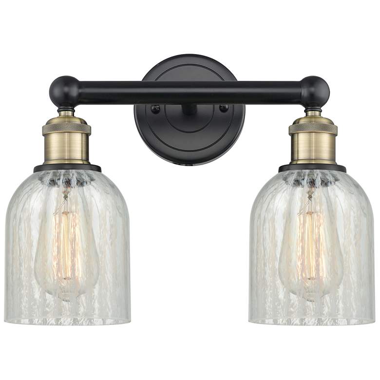 Image 1 Caledonia 14"W 2 Light Black Antique Brass Bath Light With Mouchette S