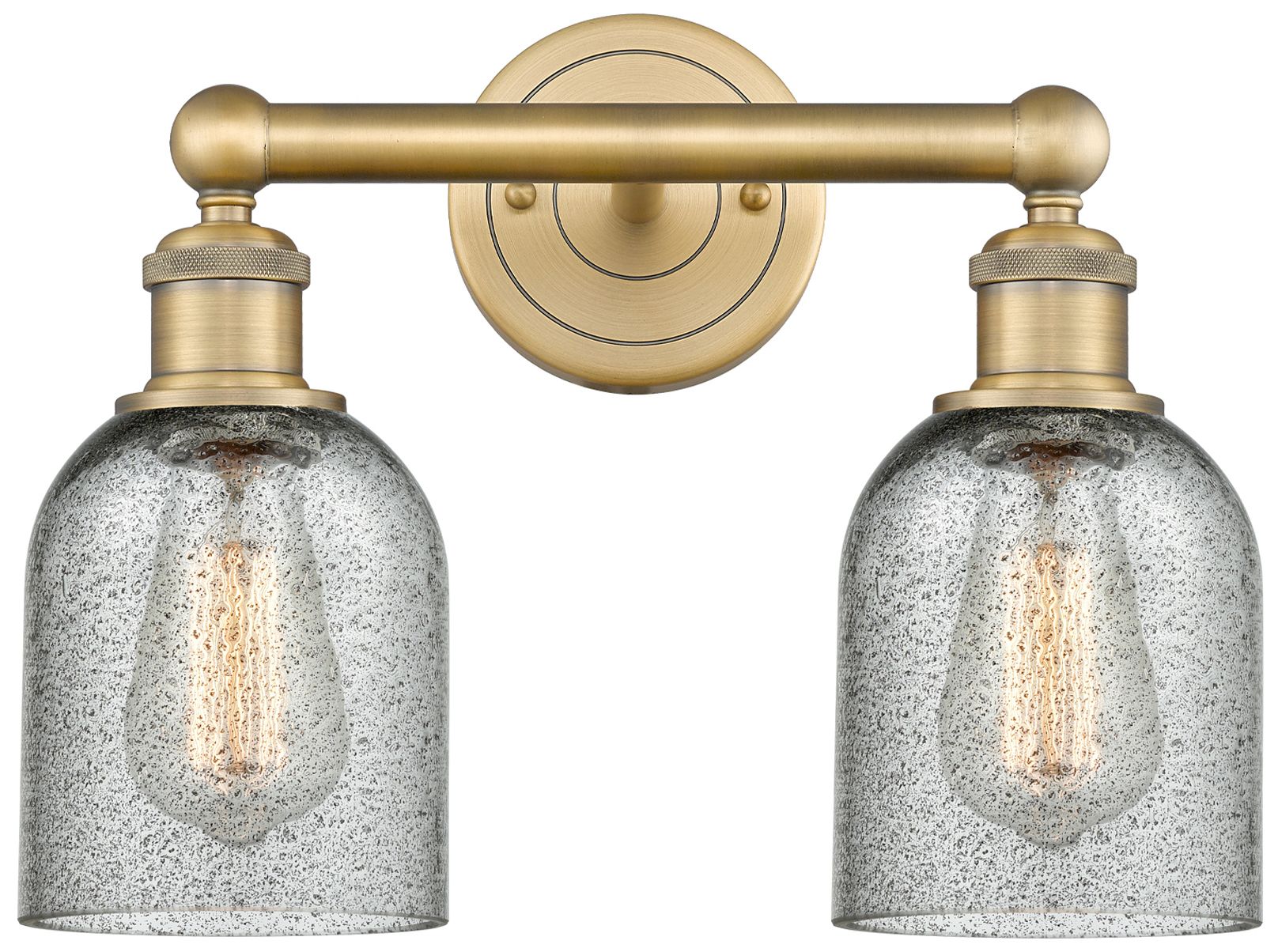 Caledonia 14"W 2 Light Brushed Brass Bath Vanity Light With Charcoal S